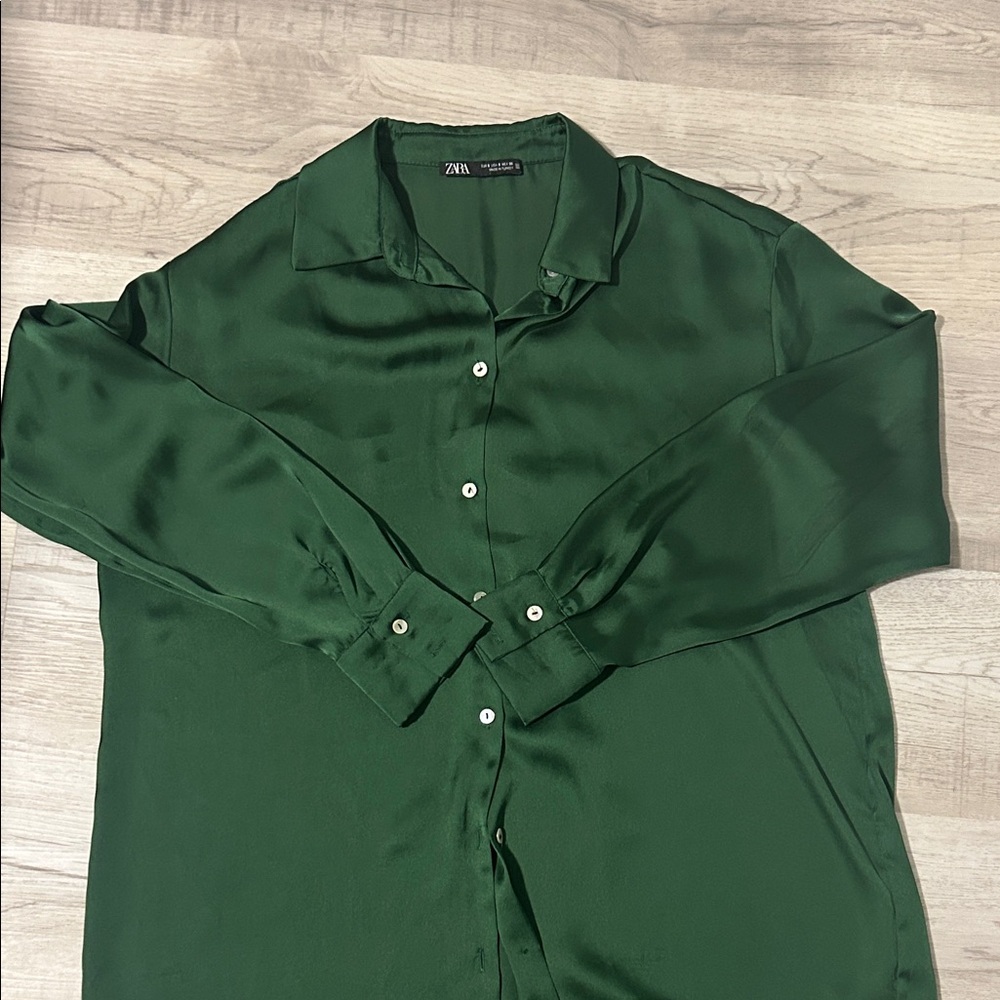 Zara green stain button down